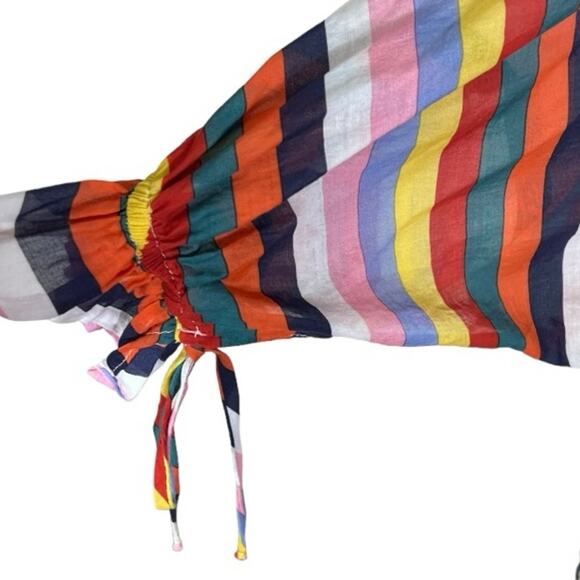 Eva Franco Rainbow Stripe Lightweight Semi Sheer Summer Killian Top Size 8 - Picture 8 of 11